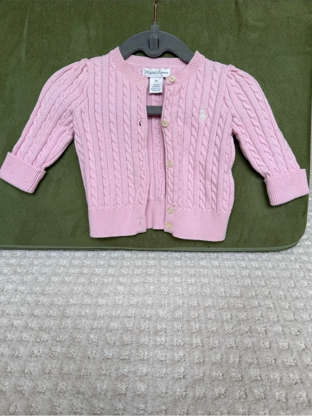 Ralph Lauren Baby Pink Cable Knit Cardigan - Baby